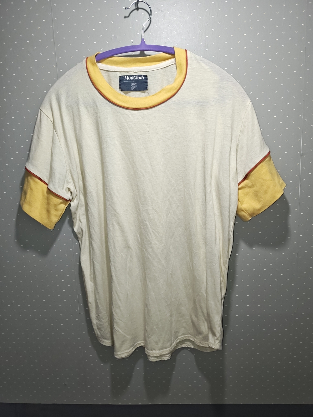 ModCloth X Camp Collection Cream Tee with Yellow Ringer Accents 1X